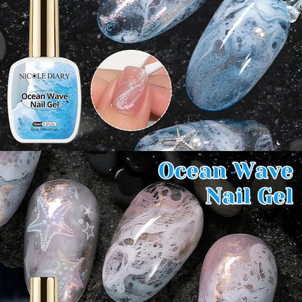 NICOLE DAIRY 15ml Bubble Ocean Wave Glue White Gel Nail Polish Summer Nail Poke Varnish UV LED Soak Off Gel For Nail Art Manicur