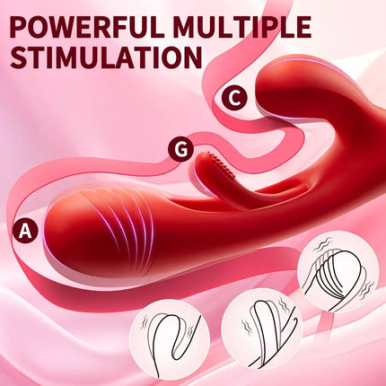 3 in 1 Female Masturbation G Spot Vibrator Stick Dildo 21modes Rabbit Massger USB Rechargeable Tapping Vibrator Adult Sex Toy