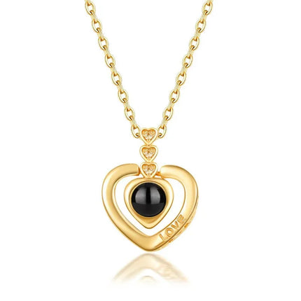 Love Heart Necklace 100 Languages I Love You Projection Pendant Jewelry For Mom Girlfriend Birthday Christmas Romantic Gifts