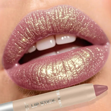 Glitter Pearlescent Crayon Lipstick Quicksand Golden Shining Non-stick Cup Shiny Lip Tint Fine Shimmer Lip Liner Stick Makeup