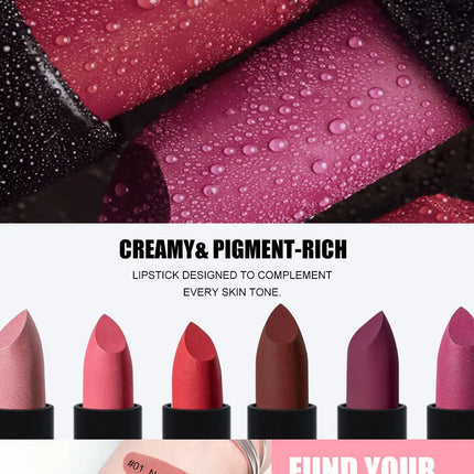 3PCS Matte Velvet Lipstick Set Waterproof Long Lasting Non Fade Moisturizing Lip Gloss Not Stick Cup