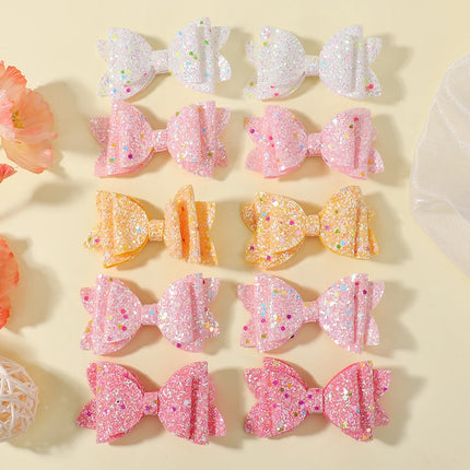 10pcs Random Color Glitter Hair Bows Clips Rhinestone Dot Sequin Bow for Baby Girls Hair Accessories Headwear Hair Pin