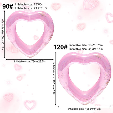 1PC Sparkling Heart-Shaped Pool Float (Blue/Pink) - Premium Adult Floater for Ocean Parties, Ultimate Summer Gift Idea