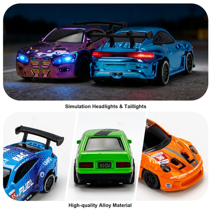 1/64 High Speed Drift RC Car with Light 2.4G 4WD Remote Control Car Desktop Mini Racing Cars Full Proportion Cars Model Gifts