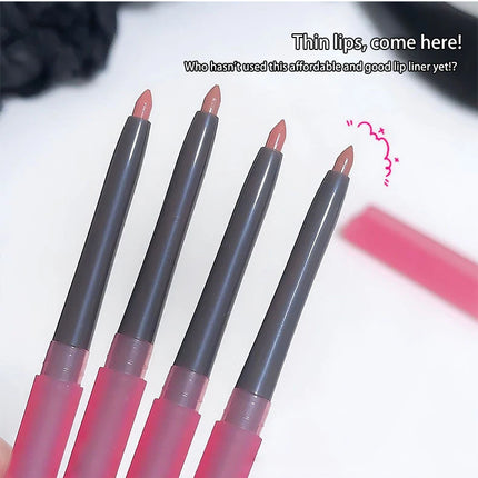 Matte Lip Liner Pencil with Brush Double-head Nude Grey Pink Lip Contour Tint Pen Sharpener Lipstick Non-stick Cup Lips Makeup