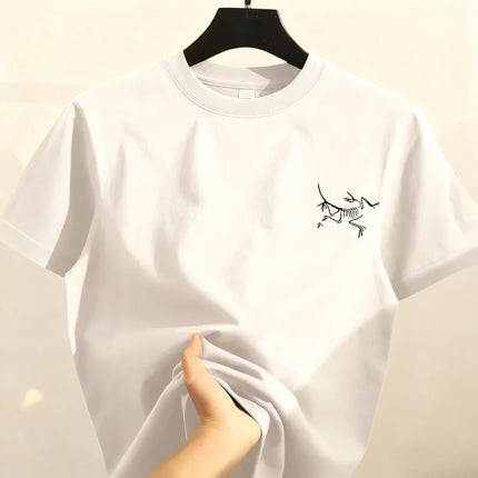 Summer Men and Women High-end Heavy Cotton Short-sleeved T-shirt Couples Fashion Trendy Brand Red Heart Embroidery Trend Shirt