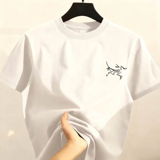 Summer Men and Women High-end Heavy Cotton Short-sleeved T-shirt Couples Fashion Trendy Brand Red Heart Embroidery Trend Shirt