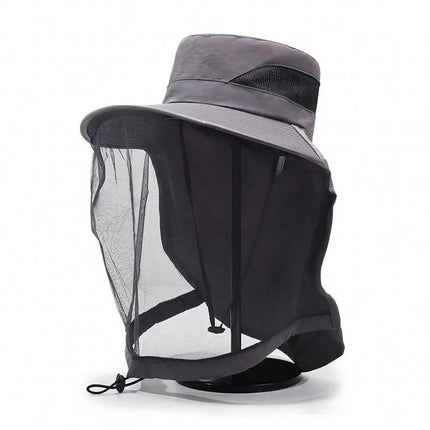 Breathable Bug Mesh Sun Hat Lightweight Mosquito Head Net for Camping Hiking Gardening Beekeeper Protector Cap