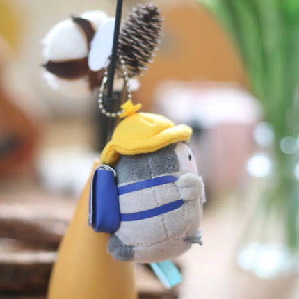 Cartoon Tourist Hat Penguin Keychain Cute Penguin Plush Key Ring For Girls Gifts Creative School Bag Keychain