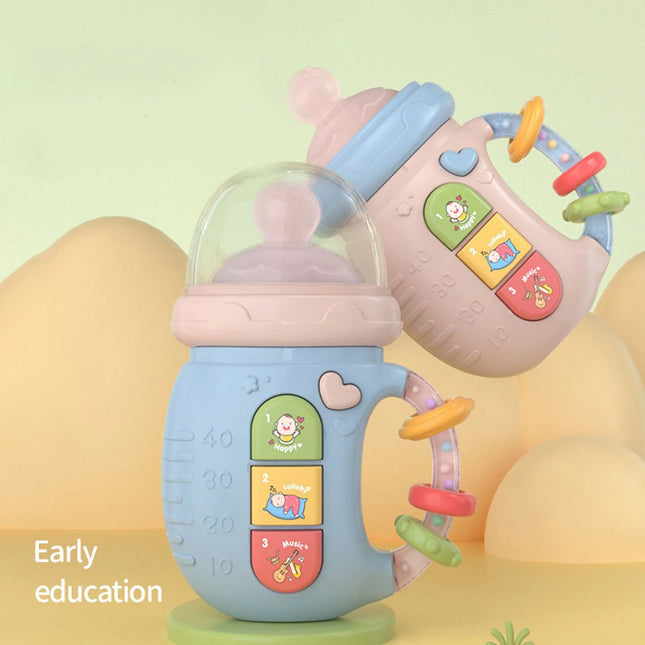 Baby Accessories Baby Bottle Newborn Soft Teething Bottle Rattle Bell Early Education Soothing Toy Light Music Toys for Children