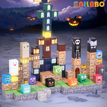 Light-Up Magnetic Building Blocks 137 Pieces - Halloween STEM Educational Toy