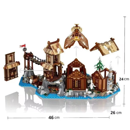 2026 Viking Village Building Block Set Assembly Model Kit Adult Nordic Architecture Series Holiday Gifts for Men and women