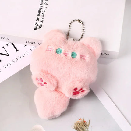 Stuffed Coffee Cat Plush Keychain Creative Soft Fluffy Animal Plush Key Chain Colorful Ins Cat Plush Doll Children Gift