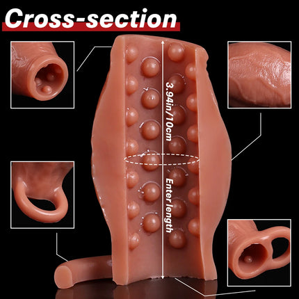 Thicken Cock Sleeve Lock Sperm Penis Ring Adult Men Sex Toy Enlarged and Soft Silicone Dick Sleeve Enlargement Sexy Toy Male 18+