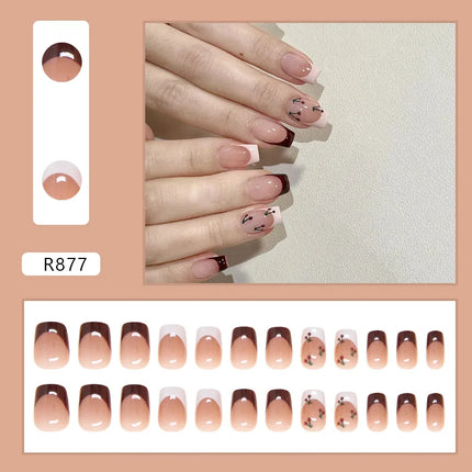 Thousands Stars 24 Pcs Press on Nails Pink Nail Polish Glossy Artificial Finger Manicure Reusable False Nails for Women