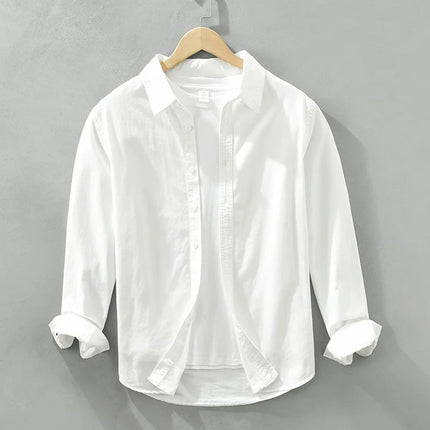 Men's Long-Sleeved Casual Shirt, Artistic Fresh Cotton Lapel Loose Shirt, Outdoor Camping Thin Coat, Cardigan Top
