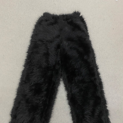 American Street Knitted Plush Pants, Loose Fitting Men's and Women's Couple Style Long Hair Pants, Thick Autumn and Winter Warm
