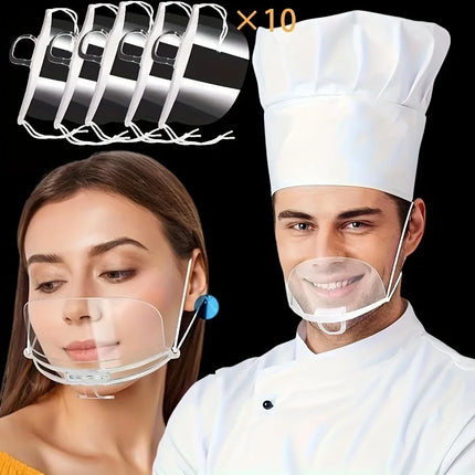 10 pcs anti-fog mask, put saliva Transparent hygiene and safety mask, restaurant catering, beauty store, waiter special.