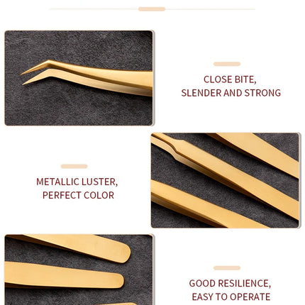 6PCS False Eyelash Tweezers Set For Fake Fan Lashes Extensions Planting Eyebrow Clip Eyelashes Tongs Makeup Nail Tools Kit