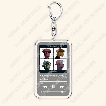 Hot Gorillaz Band Music Keychains for Women Accessories Bag Feel Good Inc Clint Eastwood Song Keying Jewelry Fans Friends Gifts