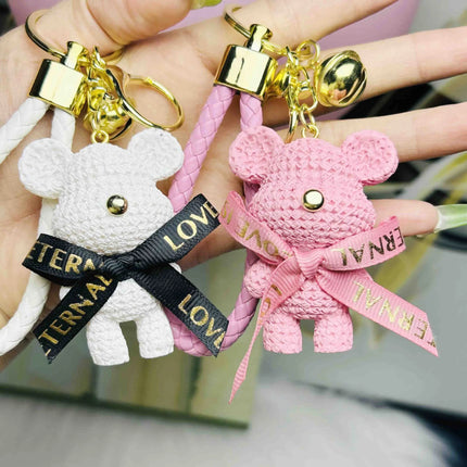 Creative Cute Bear Keychain Jewelry Resin Trinket Gift Women Bag Charms Phone Doll Pendant Car Keyring Accessories
