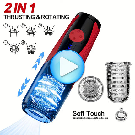 Telescopic Rotating Male Masturbator 7 Thrusting Rotation Modes Automatic Mastubator Cup for Men Blowjob Sex Toys Penis Pump