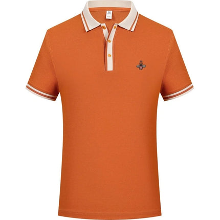 100% pure cotton high-end brand men's short sleeve polo shirt 2026 summer luxury fashion bee embroidery golf top casual T-shirt