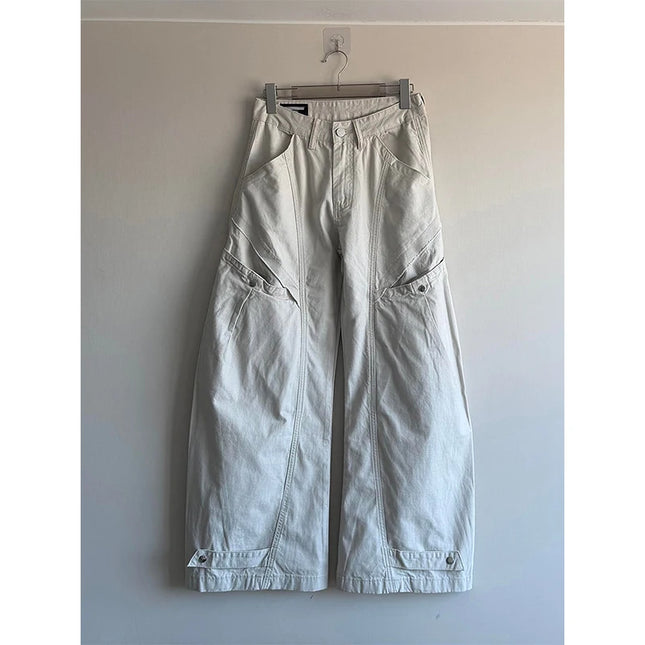 Cleanfit Design Sensation Casual Workwear Trousers Wide Leg Knife  in Beige Casual Straight Cut Leisure Youth Pants