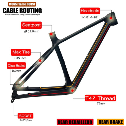 Airwolf 29ER BOOST UDH MTB Carbon Bike Frame 15 17 19inch T47 Mountain Carbon Bicycle Frame Max 29ER*2.35inch MTB Bike Frame