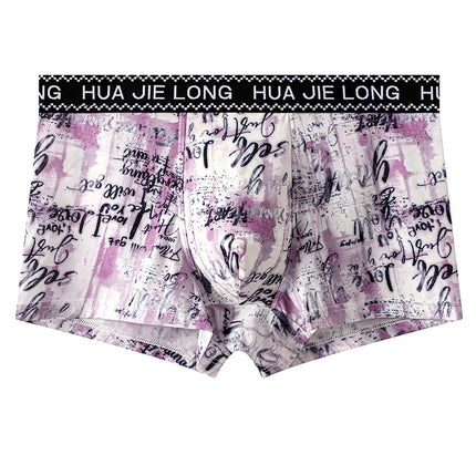 1/3PCS Fashion Letter Print Men's Underpants Summer Thin Smooth Ice Silk Men's Panties Breathable Mesh Crotch Underwear for Man