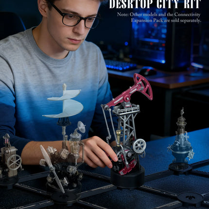 ROKR Industrial City Series 3D Puzzle Oil Pump Jack Mechanical Model Building Kit 127-Piece DIY Toys with Lights & Motion for Home Decor Gift for Adults Kids