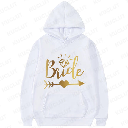 Bride Tribe Squad Print Hoodies Women Hooded Sweatshirts Bachelorette Hen Party Wedding Bridesmaid Group Matching Pullover Tops