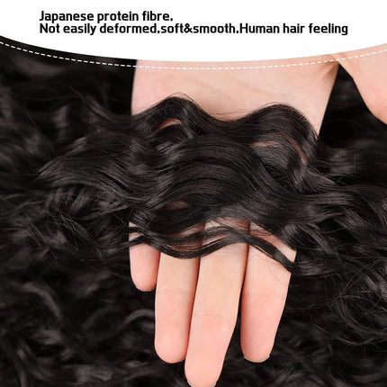 Deep Water Wave Drawstring Ponytail 100% Real Human Hair Extensions Brazilian Remy #1B Natural Black Hairpiece Clip In Pony Tail