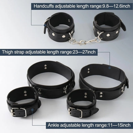 BDSM Bondage Wrist Thigh Cuffs and Ankle Sex Restraints Set Adjustable Leg Straps Handcuffs Couple Beginner SM Game Play