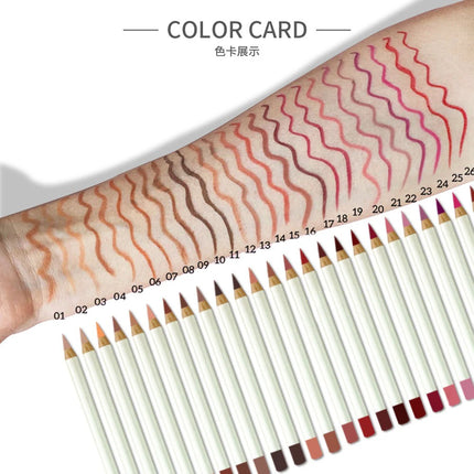 Private Label 26 Color Lip Liner Lip Liner Pigment Long Lasting Waterproof Custom Logo Makeup Wholesale Cruelty Free White Box