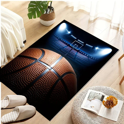 Artistic Basketball & Court Area Rug, for Living Room, Bedroom, Office, Balcony Decor Mat