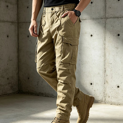 Cotton Men Cargo Pants Khaki Casual Men Tactical Joggers Cargo Multi-Pocket Fashion Black Army Light gray Trousers Work Wear