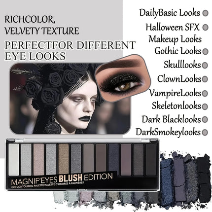 ErshiQI 12-Color Eyeshadow with Pearlescent, Matte & Fine Glitter