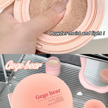 Gege Bear Milky Pink Cushion - Soft Matte Blurring Cover, Skin-Like Nude Finish, 12H Wear, Clean Beauty Lightweight Foundation