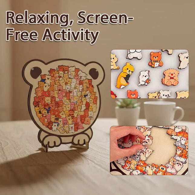 Colorful Wooden Animal-shaped Puzzle Cute Cat Dog Jigsaw Unique Puzzle For Home Decor Fun Toys For Kids & Adults Gift