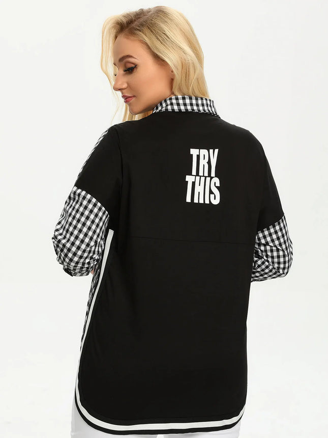 Women Plus Size Woven Spring And Autumn Fashionable Shirt
