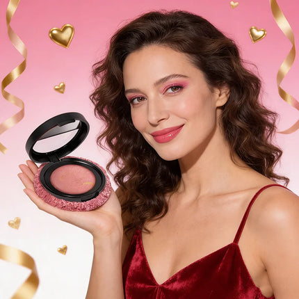 Korean Single Color Shimmer Pearl Blush Powder Natural Face Sculpting Valentine's Day Gift Set Makeup Baking Glow for Women