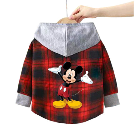 Spring and Autumn Children's Sanrio Cinnamoroll Shirts 1-12 Year Girls Checkered Hooded Blouse Fashion Cartoon Shirt Sweater