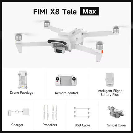 FIMI X8 Tele Max 4K Professional Drone Wide-Angle Tele Camera 30x Hybrid Zoom 3-axis Gimbal AI Super Night Video RC Quadcopter
