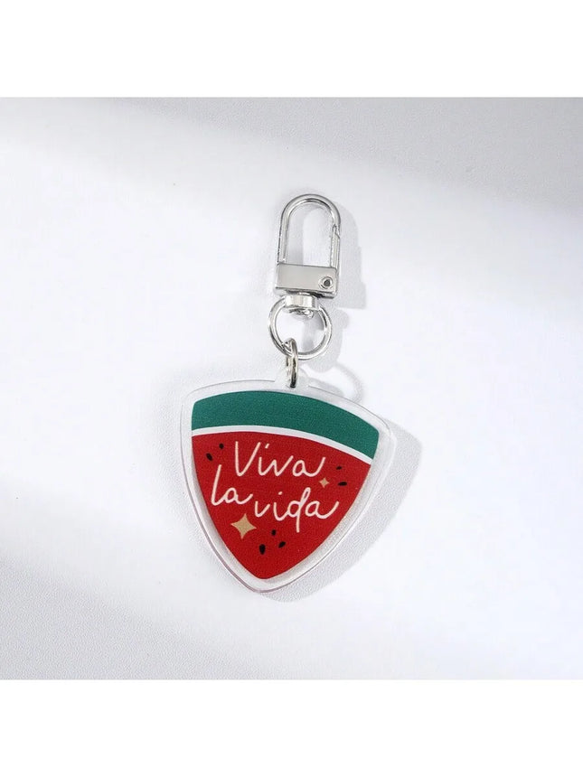 Watermelon Acrylic Keychain With Viva La Vida Design Unisex Pendant Car Bag Decoration Gift