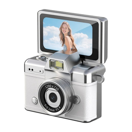 1.47 Inch Screen Thumb Keychain Camera 180° Flip Screen Neck Strap Design Retro CCD Mini Digital Camera Support Memory Card