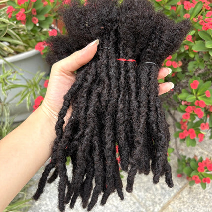 4-8 Inch 100% Human Hair Inter Loc Extensions 0.6cm Width Full Handmade Dreadlock Extensions for Men Women Kids Can Be Dye