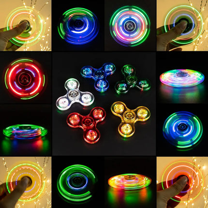 LED Light Fidget Spinner Finger Toy Hand Spinner Glow in Dark Stress Reduction and Anxiety Relief for Children