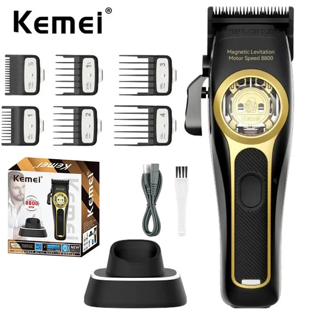 Kemei 2373 Professional Barber Fade Hair Clippers Cordless Hair Trimmer Electric Men Hair Cutting Machine Magnetic Motor 8800RPM