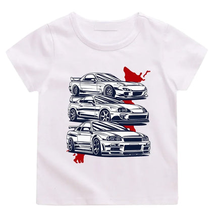 Cartoon Japan Anime Initial D T-shirt Kids Car Print Casual for Children Unisex Fashion T-shirts for Girls Boys Graphic Tee